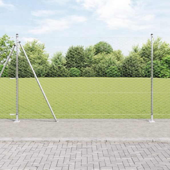 3353882_1.jpg Hexagónový plot vidaXL 1.5x100 m pozinkovaná oceľ, Plotové stĺpy vidaXL s podložkami 13 ks Ø32mm 83.5cm pozinkovaná oceľ – Obrázok 1