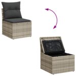 vidaXL 7-dielny záhradný sofa set s vankúšmi Grey Poly Ratan – Obrázok 11