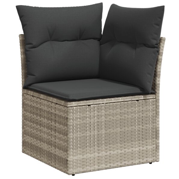 vidaXL 7-dielny záhradný sofa set s vankúšmi Grey Poly Ratan – Obrázok 5