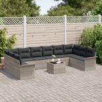 vidaXL 11 kusový záhradný pohovkový set s vankúšmi šedý Polyratan – Obrázok 3
