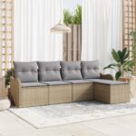 vidaXL 5-dielna súprava záhradnej pohovky s vankúšmi béžová polyratan