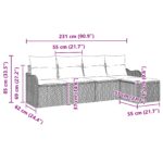 vidaXL 5-dielny záhradný gaučový set s vankúšmi, svetlosivý poly ratan – Obrázok 12