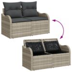 vidaXL 5-dielny záhradný gaučový set s vankúšmi, svetlosivý poly ratan – Obrázok 9