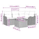 vidaXL 4-dielny záhradný pohovkový set s vankúšmi hnedý poly ratan – Obrázok 13