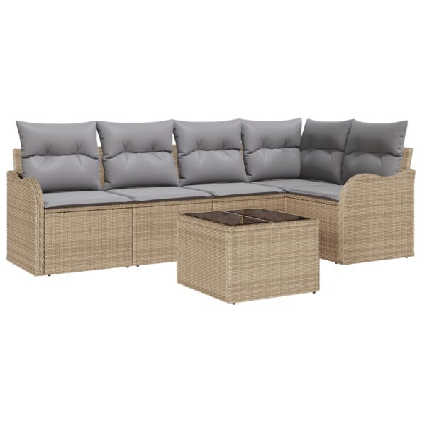 3354379_2.jpg vidaXL 6-dielna záhradná pohovka so vankúšmi čierna poly ratan – Obrázok 2