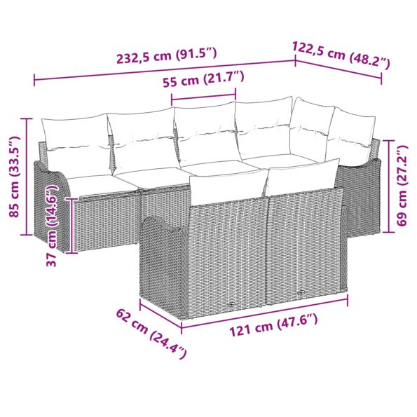 3354410_12.jpg vidaXL 7-dielny záhradný pohovkový set s vankúšmi béžový polyratan – Obrázok 12