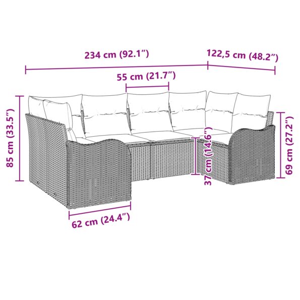 vidaXL 6-dielna súprava záhradných pohoviek s vankúšmi čierny poly ratan – Obrázok 12