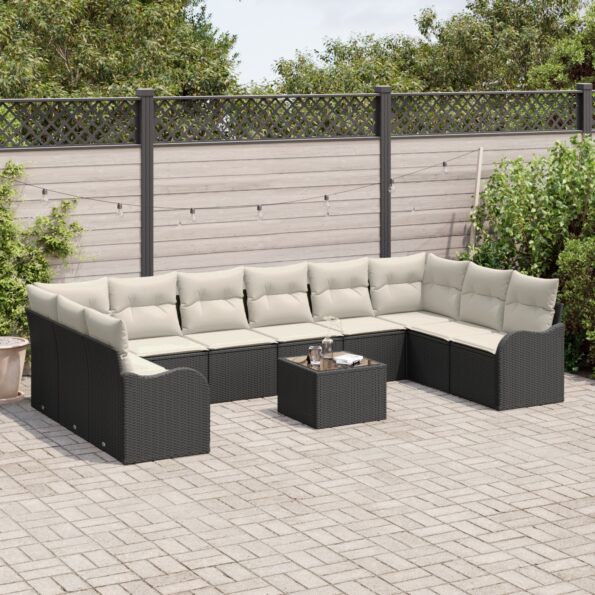 3354556_1.jpg vidaXL 10-dielna súprava záhradných pohoviek s vankúšmi Hnedý Poly Rattan – Obrázok 1