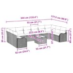 vidaXL 10-dielna súprava záhradných pohoviek s vankúšmi Hnedý Poly Rattan – Obrázok 9