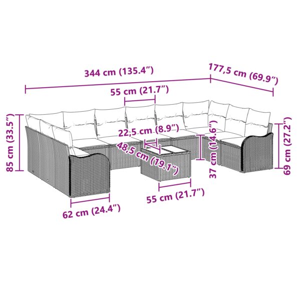 3354556_9.jpg vidaXL 10-dielna súprava záhradných pohoviek s vankúšmi Hnedý Poly Rattan – Obrázok 9