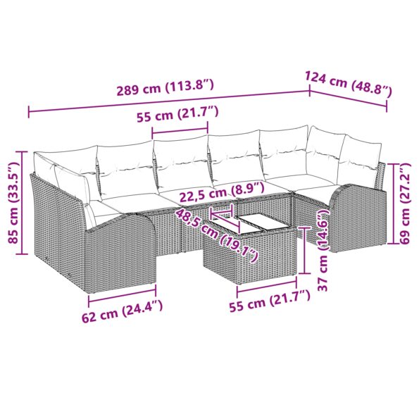 3354629_11.jpg vidaXL 8-dielny záhradný pohovkový set s vankúšmi Béžová poly ratan – Obrázok 11