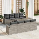 vidaXL 9-dielna záhradná sedacia súprava s vankúšmi svetlosivá polyratan