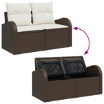 vidaXL 5-dielny set záhradného gauča s vankúšmi sivý poly ratan – Obrázok 12