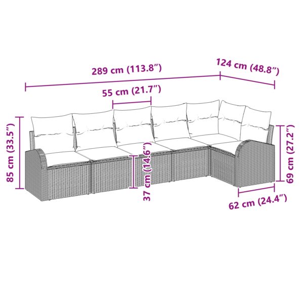 3354732_12.jpg vidaXL 6-dielna sada záhradných pohoviek s vankúšmi čierny polyratan – Obrázok 12