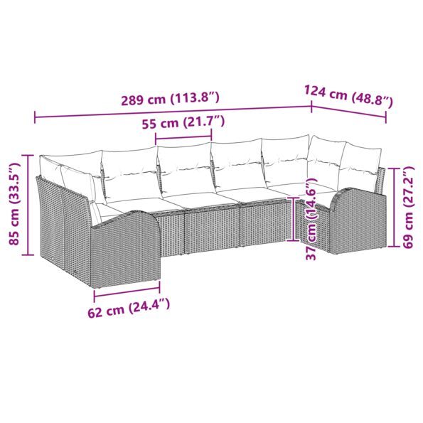 3354861_12.jpg vidaXL 7-dielny set záhradných pohoviek s vankúšmi Svetlosivá Poly Ratan – Obrázok 12