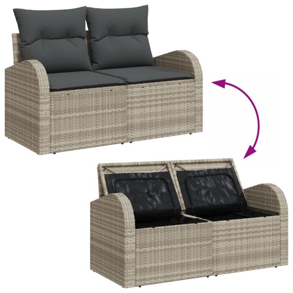3354861_9.jpg vidaXL 7-dielny set záhradných pohoviek s vankúšmi Svetlosivá Poly Ratan – Obrázok 9