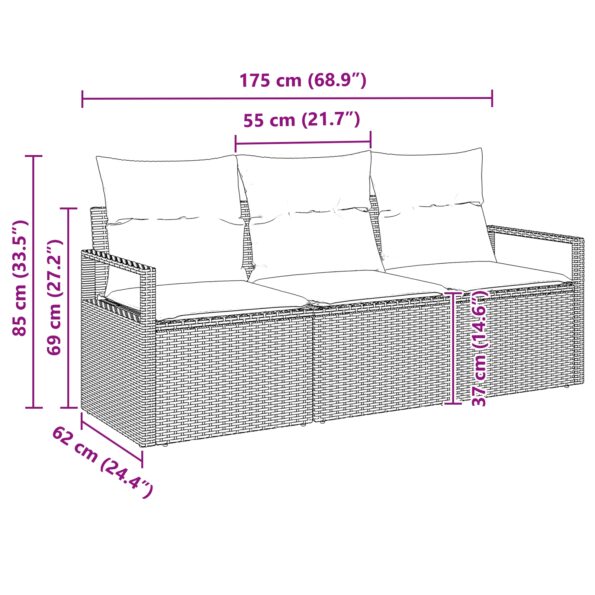 3354907_10.jpg vidaXL 3-dielna záhradná pohovka so vankúšmi Hnedá Polyratan – Obrázok 10