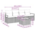 vidaXL 5-dielny záhradný sofa set s vankúšmi hnedý poly ratan – Obrázok 11