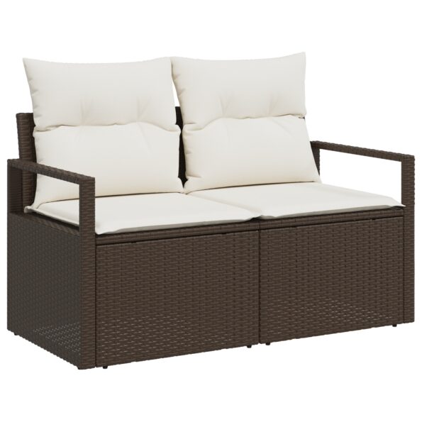 vidaXL 5-dielny záhradný sofa set s vankúšmi hnedý poly ratan – Obrázok 4