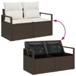 vidaXL 5-dielny záhradný sofa set s vankúšmi hnedý poly ratan – Obrázok 9