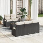 vidaXL 6-dielna súprava záhradného sofa s vankúšmi Čierny poly ratan