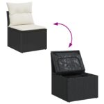 vidaXL 6-dielna súprava záhradného sofa s vankúšmi Čierny poly ratan – Obrázok 10