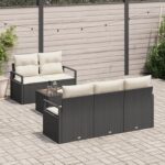 vidaXL 6-dielna súprava záhradného sofa s vankúšmi Čierny poly ratan – Obrázok 3