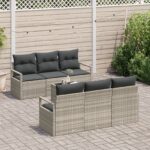 vidaXL 7-dielna súprava záhradných pohoviek s vankúšmi svetlosivá poly ratan – Obrázok 3