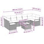 vidaXL 8-kusová záhradná súprava so vankúšmi čierny poly ratan – Obrázok 13