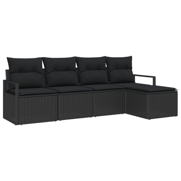3355012_2.jpg vidaXL 5-dielny záhradný pohovkový set s vankúšmi čierny polyratan – Obrázok 2