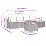 vidaXL 6-dielny záhradný pohovkový set s vankúšmi béžový polyratan – Obrázok 13