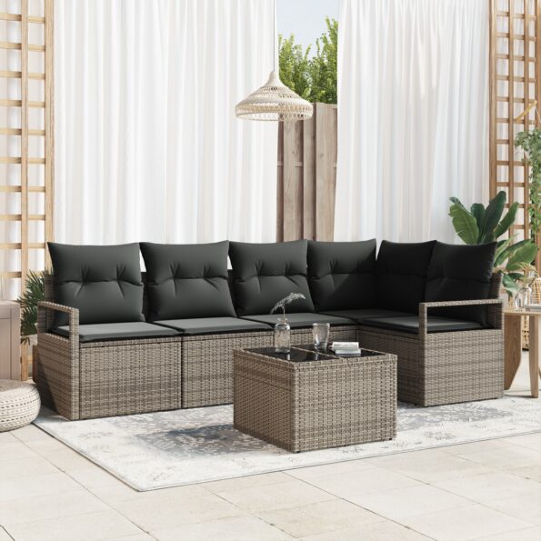 3355058_1.jpg vidaXL 5-dielny set záhradných pohoviek s vankúšmi čierny poly ratan – Obrázok 1