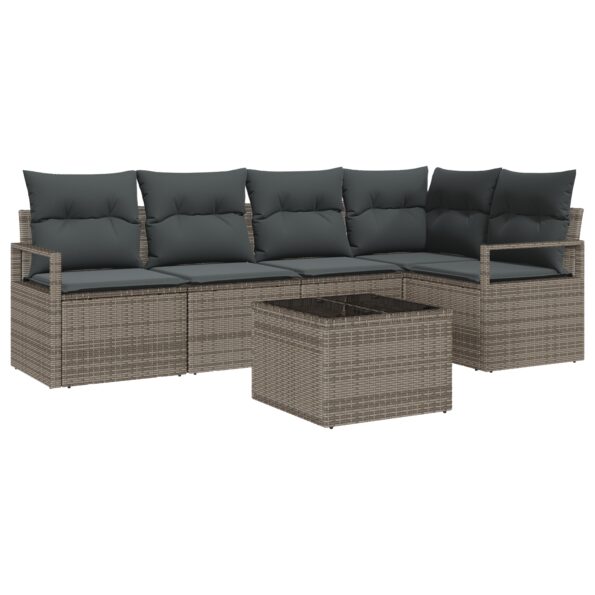 3355058_2.jpg vidaXL 5-dielny set záhradných pohoviek s vankúšmi čierny poly ratan – Obrázok 2