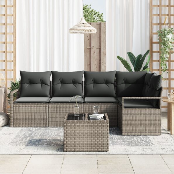 3355058_3.jpg vidaXL 5-dielny set záhradných pohoviek s vankúšmi čierny poly ratan – Obrázok 3