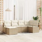 vidaXL Sada pohoviek s vankúšom 6 pcs Béžová a krémová polyratan