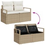 vidaXL Sada pohoviek s vankúšom 6 pcs Béžová a krémová polyratan – Obrázok 10