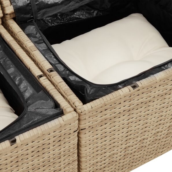 vidaXL Sada pohoviek s vankúšom 6 pcs Béžová a krémová polyratan – Obrázok 9