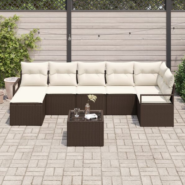 3355147_3.jpg vidaXL 7-dielny záhradný pohovkový set s vankúšmi šedý poly ratan – Obrázok 3