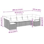 vidaXL 7-dielna záhradná pohovka so vankúšmi Svetlosivá Poly Ratan – Obrázok 12