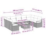 vidaXL 9-dielny záhradný pohovkový set s vankúšmi šedý poly ratan – Obrázok 13