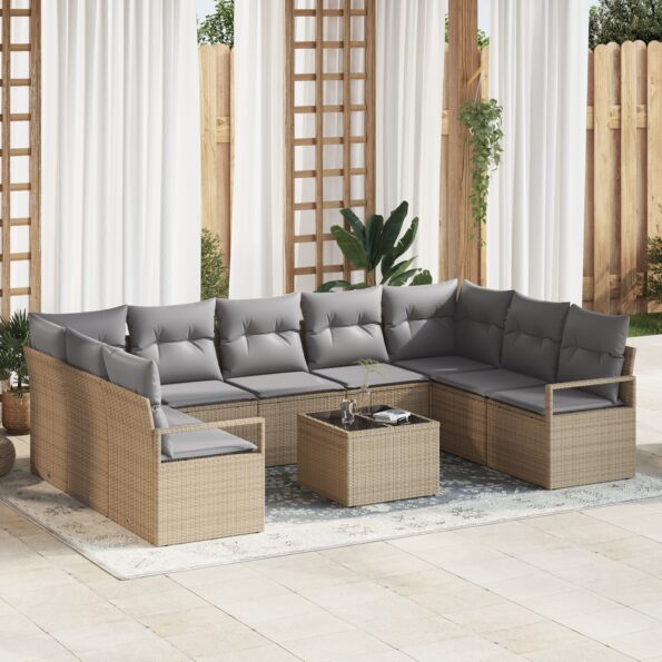 3355219_1.jpg vidaXL 10-dielny záhradný sofa set s vankúšmi čierny polyratan – Obrázok 1
