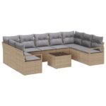 vidaXL 10-dielny záhradný sofa set s vankúšmi čierny polyratan – Obrázok 2