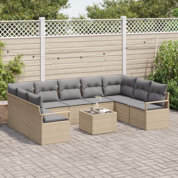 3355219_3.jpg vidaXL 10-dielny záhradný sofa set s vankúšmi čierny polyratan – Obrázok 3
