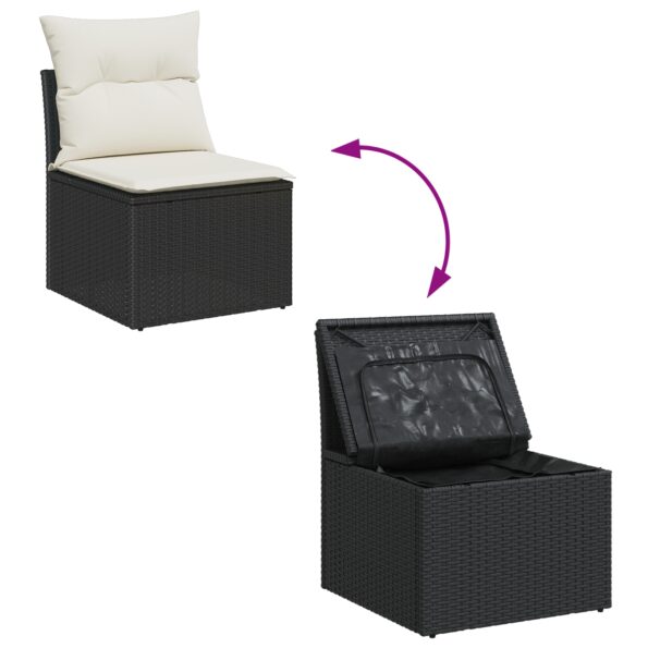 3355256_10.jpg vidaXL 5-dielny záhradný jedálenský set s vankúšmi - Čierny poly ratan – Obrázok 10