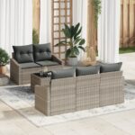 vidaXL 6-dielna záhradná sedačka s vankúšmi Svetlosivá Polyratan