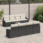 vidaXL 7-dielny záhradný pohovkový set s vankúšmi čierny poly ratan – Obrázok 3
