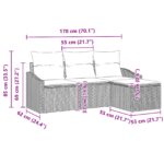 vidaXL 4-dielna záhradná pohovka s vankúšmi šedého poly ratanu – Obrázok 11