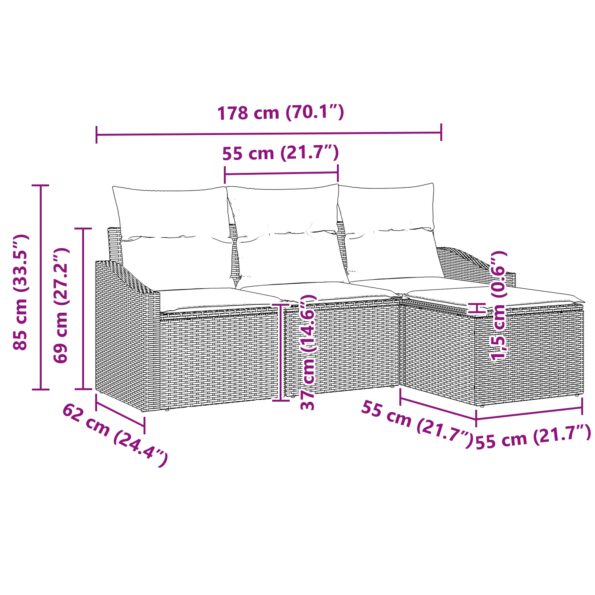 3355338_11.jpg vidaXL 4-dielna záhradná pohovka s vankúšmi šedého poly ratanu – Obrázok 11