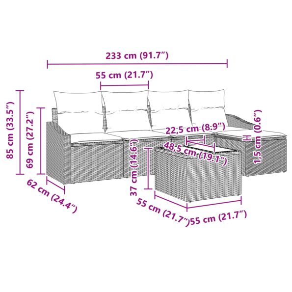 3355357_13.jpg vidaXL 5-dielna záhradná jedálenská súprava s vankúšmi šedá poly ratan – Obrázok 13