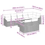 vidaXL 9-dielny záhradný jedálenský set s vankúšmi - sivý polyratan – Obrázok 13